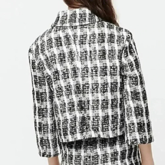 J. Crew Black & White Houndstooth Tweed Blazer Button Career Office Workwear 0 - Picture 2 of 8